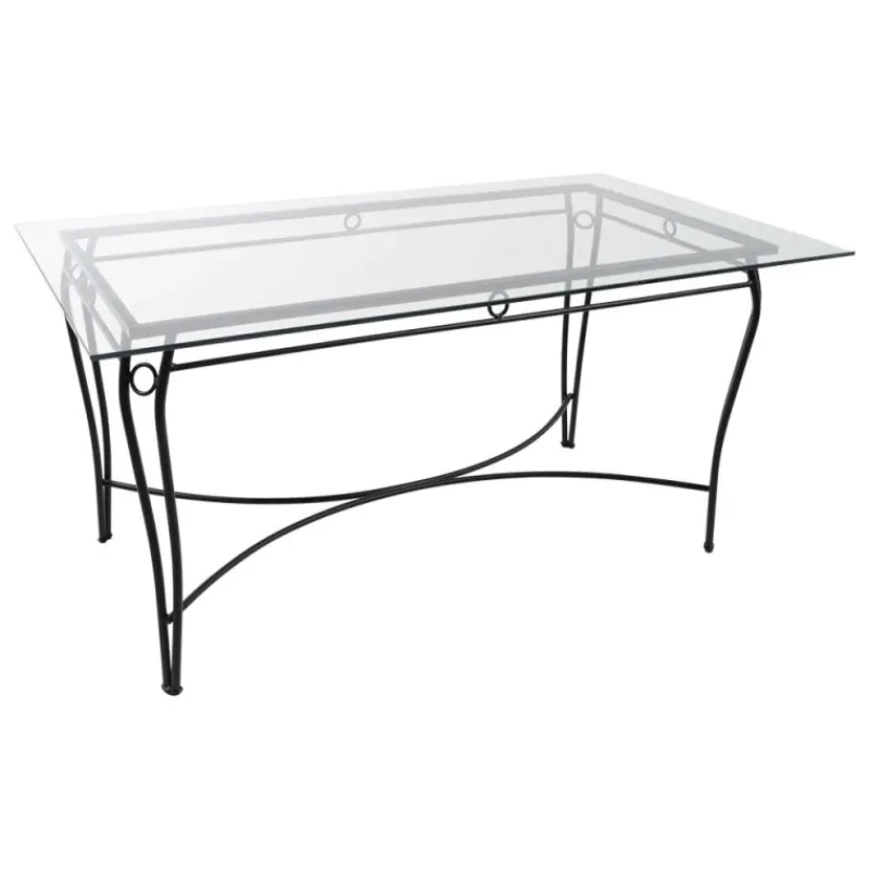 Jayso Pisa Table provençale en verre trempé et acier* Table De Salle à Manger