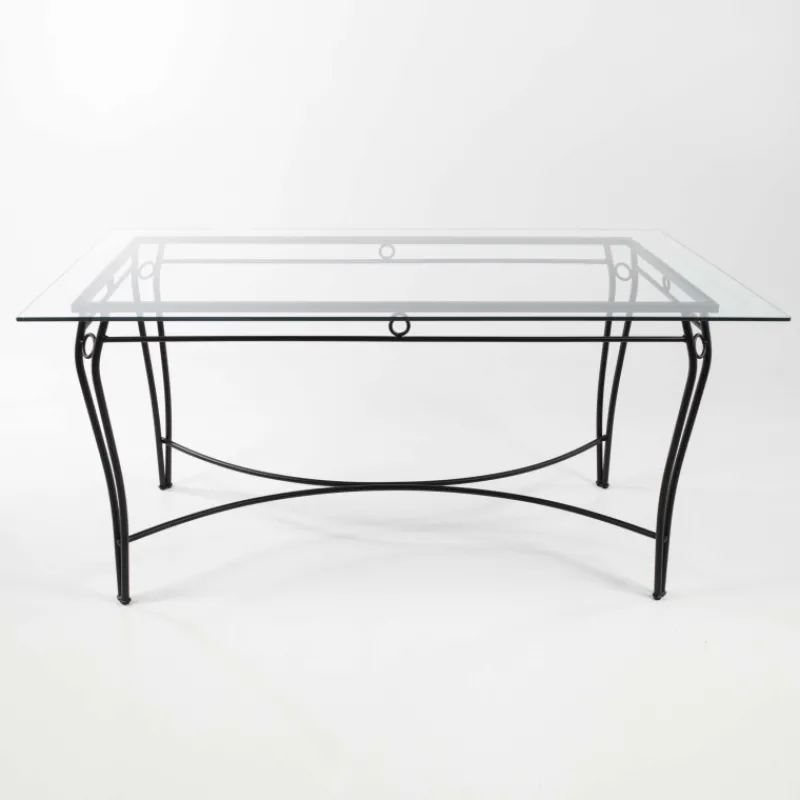 Jayso Pisa Table provençale en verre trempé et acier* Table De Salle à Manger
