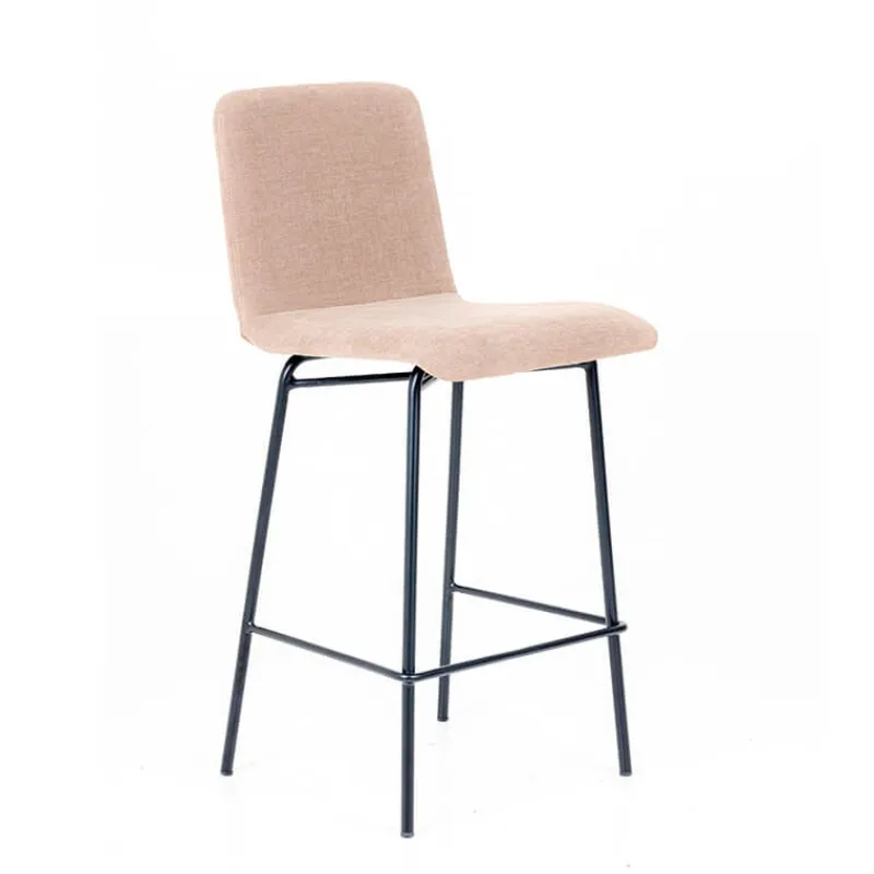 Sessio Plaza diamant Tabouret snack avec dos matelassé en tissu pieds en métal* Tabouret Snack (assise +/- 65 Cm)|Tabouret De Bar (assise +/- 80 Cm)