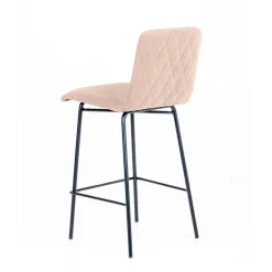 Sessio Plaza diamant Tabouret snack avec dos matelassé en tissu pieds en métal* Tabouret Snack (assise +/- 65 Cm)|Tabouret De Bar (assise +/- 80 Cm)