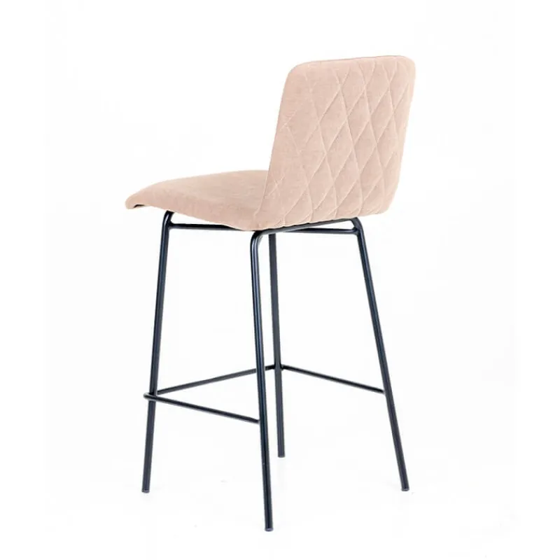 Sessio Plaza diamant Tabouret snack avec dos matelassé en tissu pieds en métal* Tabouret Snack (assise +/- 65 Cm)|Tabouret De Bar (assise +/- 80 Cm)