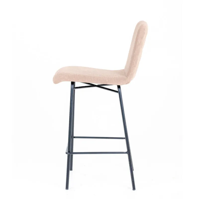 Sessio Plaza diamant Tabouret snack avec dos matelassé en tissu pieds en métal* Tabouret Snack (assise +/- 65 Cm)|Tabouret De Bar (assise +/- 80 Cm)
