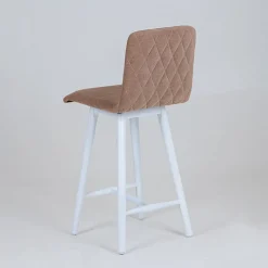 Sessio Plaza diamant Tabouret snack avec dos matelassé en tissu et pieds en bois* Tabouret Snack (assise +/- 65 Cm)|Tabouret De Bar (assise +/- 80 Cm)