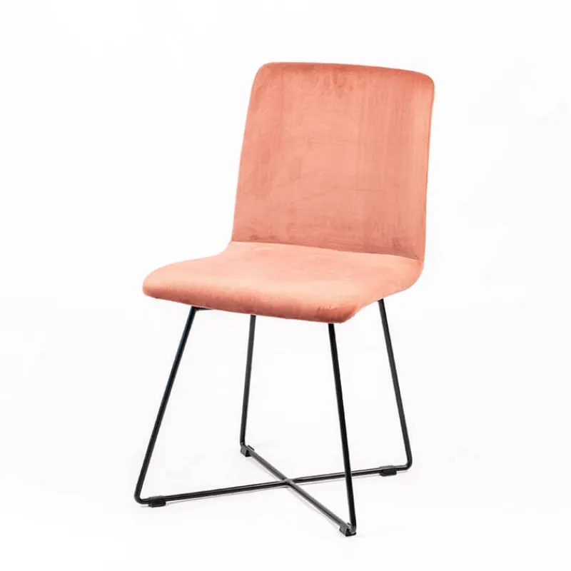 Sessio Plaza line Chaise design en tissu avec dos matelassé et pieds en métal croisés* Chaise De Salle à Manger|Chaise Salon