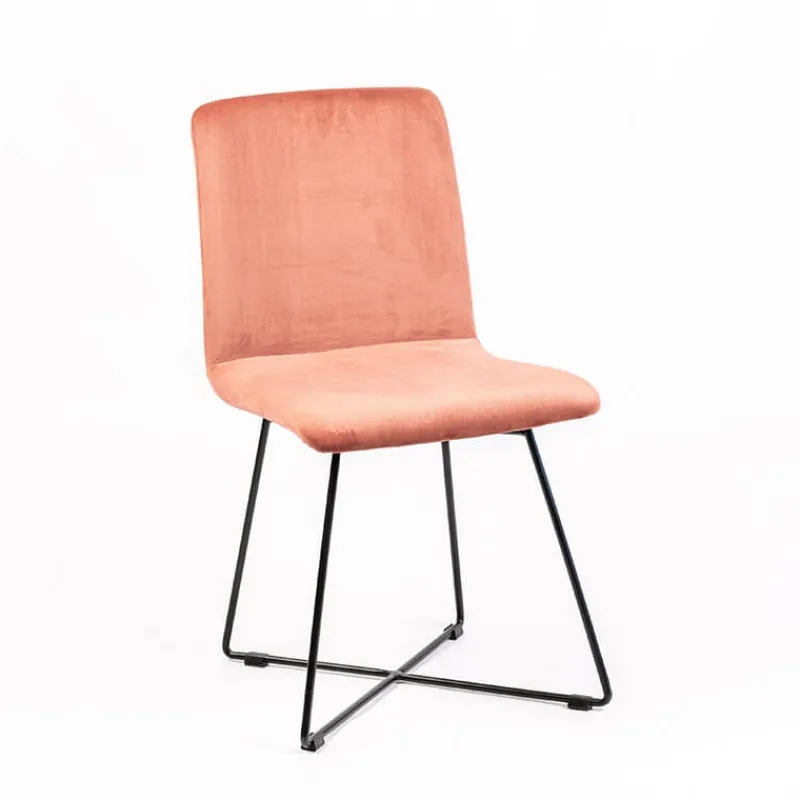 Sessio Plaza line Chaise design en tissu avec dos matelassé et pieds en métal croisés* Chaise De Salle à Manger|Chaise Salon