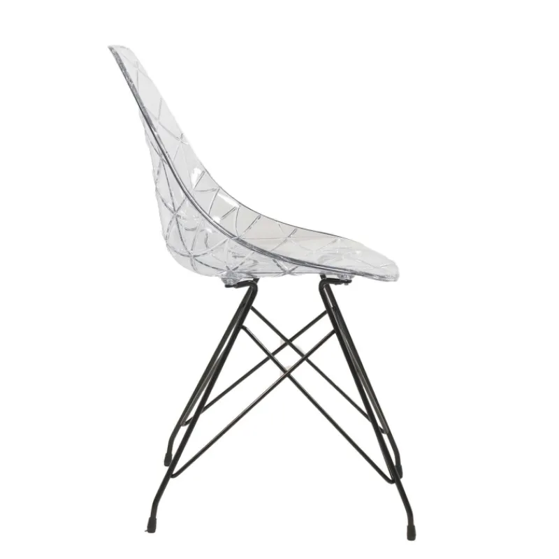 Prisma Chaise design coque transparente avec pieds eiffel en métal noir* Chaise De Salle à Manger|Chaise Salon
