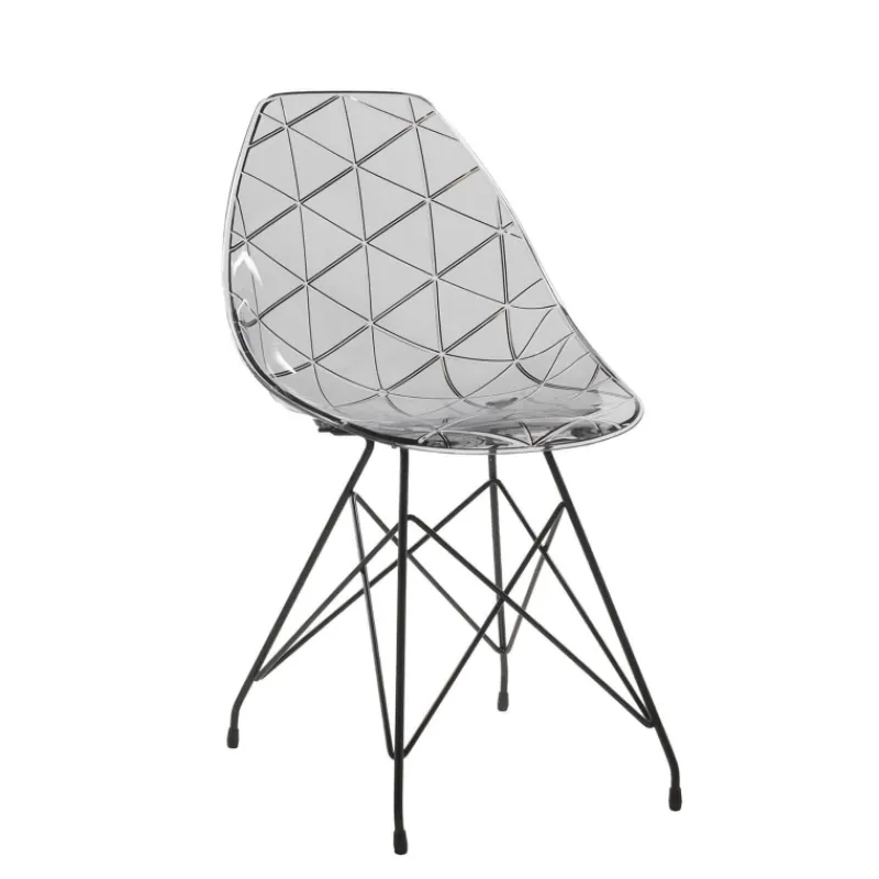 Prisma Chaise design coque transparente avec pieds eiffel en métal noir* Chaise De Salle à Manger|Chaise Salon