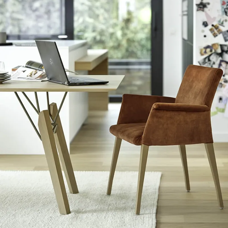 Mobitec Pure classic ® Fauteuil cocooning en tissu avec pieds en bois* Chaise De Salle à Manger|Chaise Salon