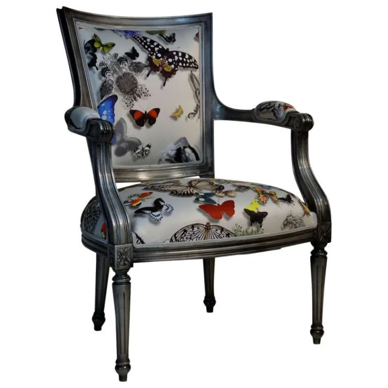 Paget Quentin Fauteuil cabriolet Louis 16 fabrication française en tissu et bois massif* Fauteuil De Salon