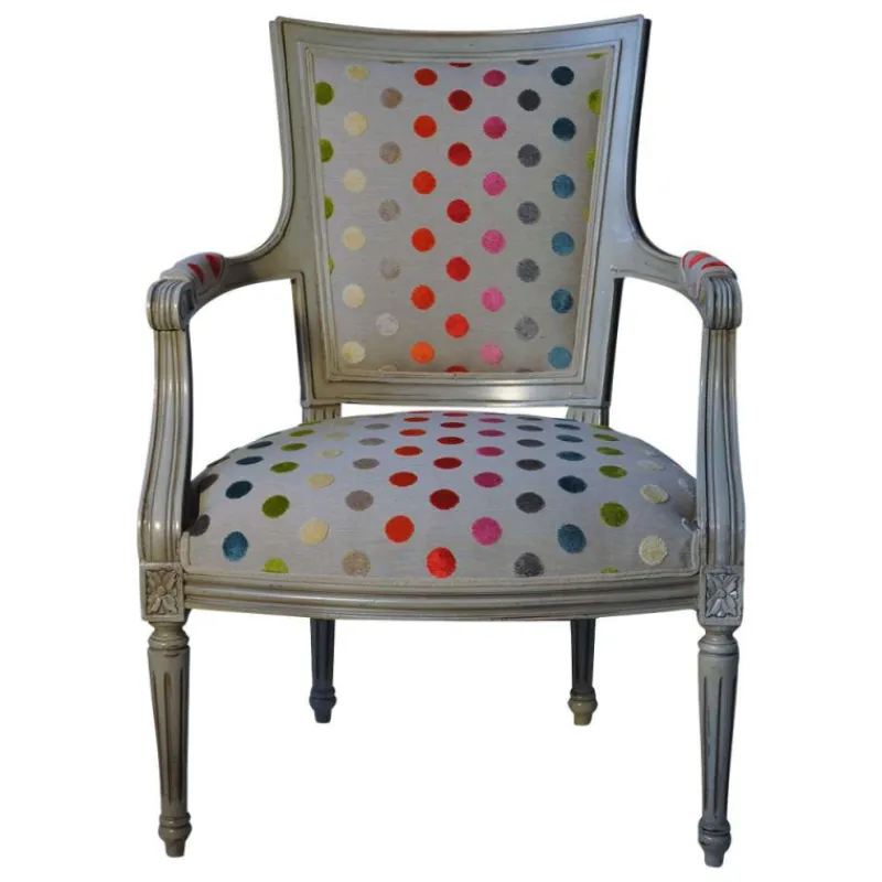 Paget Quentin Fauteuil cabriolet Louis 16 fabrication française en tissu et bois massif* Fauteuil De Salon