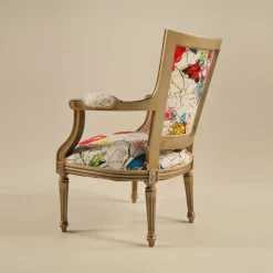 Paget Quentin Fauteuil cabriolet Louis 16 fabrication française en tissu et bois massif* Fauteuil De Salon