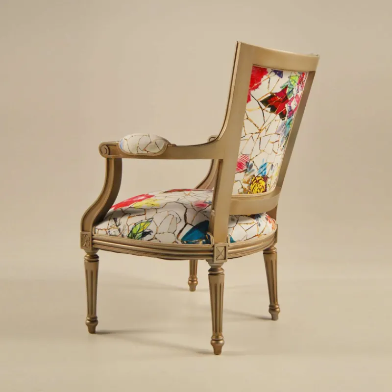 Paget Quentin Fauteuil cabriolet Louis 16 fabrication française en tissu et bois massif* Fauteuil De Salon