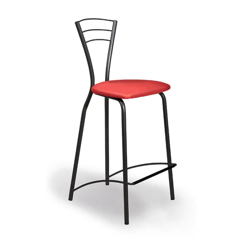 Carrier Rebecca Tabouret haut avec dossier et pieds en métal fabriqué en France* Tabouret Snack (assise +/- 65 Cm)|Tabouret De Bar (assise +/- 80 Cm)
