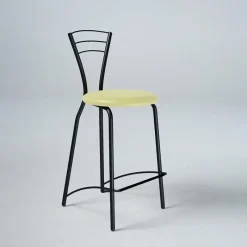 Carrier Rebecca Tabouret haut avec dossier et pieds en métal fabriqué en France* Tabouret Snack (assise +/- 65 Cm)|Tabouret De Bar (assise +/- 80 Cm)