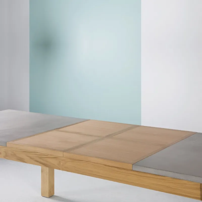 Neoh Repas Table française extensible en béton ciré et bois massif* Table De Salle à Manger