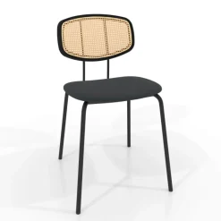 Perfecta Ritmo Chaise rétro avec dossier en cannage rotin et assise en simili* Chaise De Cuisine|Chaise De Salle à Manger