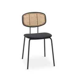 Perfecta Ritmo Chaise vintage dossier en cannage rotin et assise tissu* Chaise De Salle à Manger|Chaise Salon