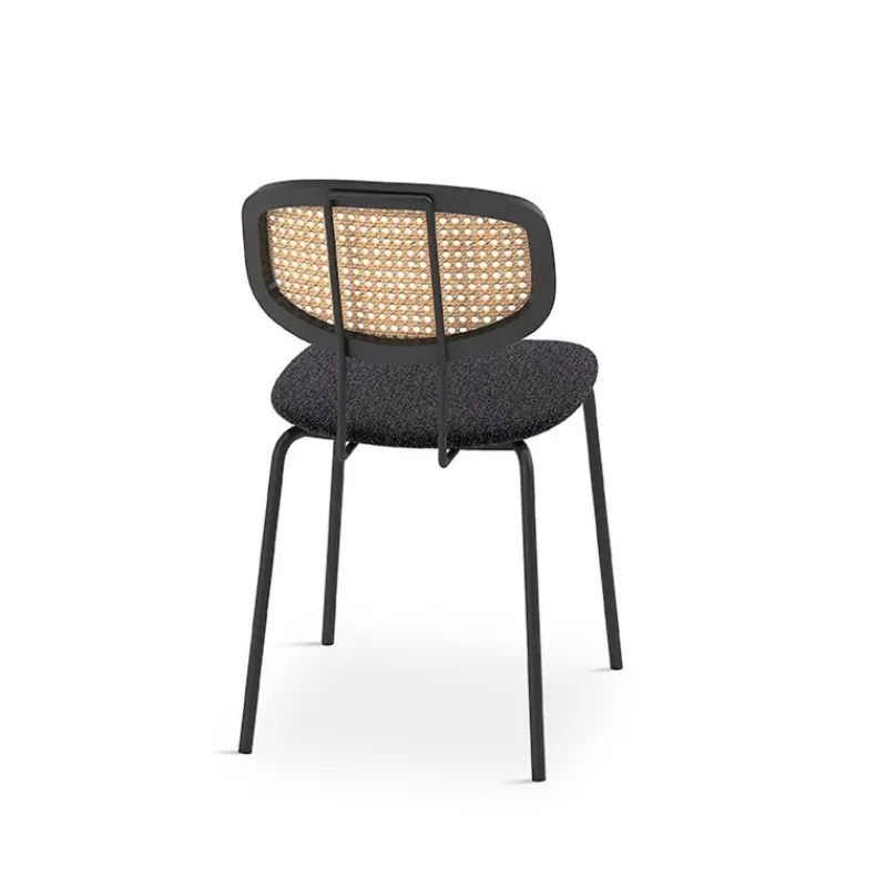 Perfecta Ritmo Chaise vintage dossier en cannage rotin et assise tissu* Chaise De Salle à Manger|Chaise Salon
