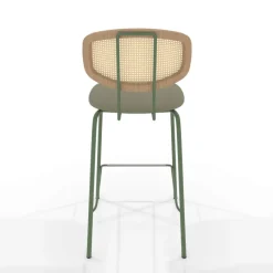 Perfecta Ritmo Tabouret snack rétro avec dossier cannage rotin et assise en simili* Tabouret Snack (assise +/- 65 Cm)|Tabouret De Bar (assise +/- 80 Cm)