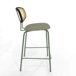 Perfecta Ritmo Tabouret snack rétro avec dossier cannage rotin et assise en simili* Tabouret Snack (assise +/- 65 Cm)|Tabouret De Bar (assise +/- 80 Cm)