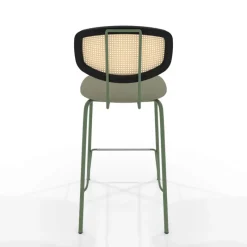 Perfecta Ritmo Tabouret snack rétro avec dossier cannage rotin et assise en simili* Tabouret Snack (assise +/- 65 Cm)|Tabouret De Bar (assise +/- 80 Cm)