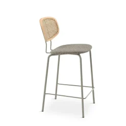 Perfecta Ritmo Tabouret snack vintage dossier en cannage avec assise tissu* Tabouret Snack (assise +/- 65 Cm)|Tabouret De Bar (assise +/- 80 Cm)