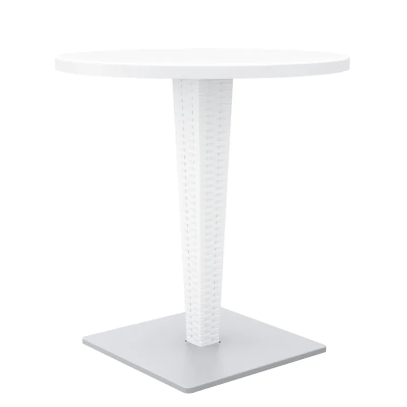 Riva Table de jardin ronde en résine tressée et plateau werzalit* Table De Jardin