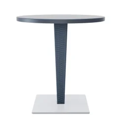 Riva Table de jardin ronde en résine tressée et plateau werzalit* Table De Jardin