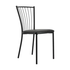 Perfecta Roxane Chaise de cuisine noire en métal avec assise en simili rembourrée* Chaise De Cuisine