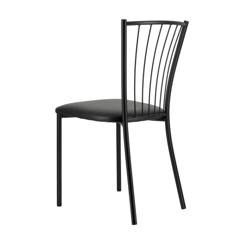 Perfecta Roxane Chaise de cuisine noire en métal avec assise en simili rembourrée* Chaise De Cuisine