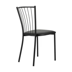 Perfecta Roxane Chaise de cuisine noire en métal avec assise en simili rembourrée* Chaise De Cuisine