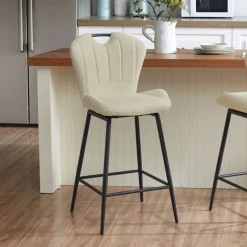 SachaTabouret snack en tissu pivotant avec poignée et pieds en métal* Tabouret Snack (assise +/- 65 Cm)|Tabouret De Bar (assise +/- 80 Cm)