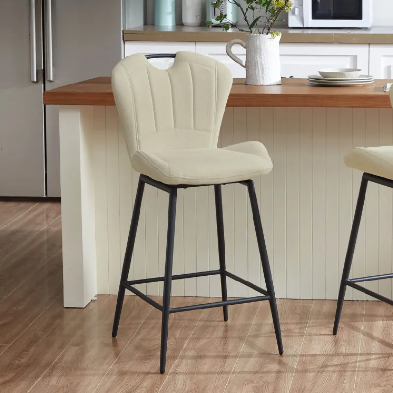 SachaTabouret snack en tissu pivotant avec poignée et pieds en métal* Tabouret Snack (assise +/- 65 Cm)|Tabouret De Bar (assise +/- 80 Cm)