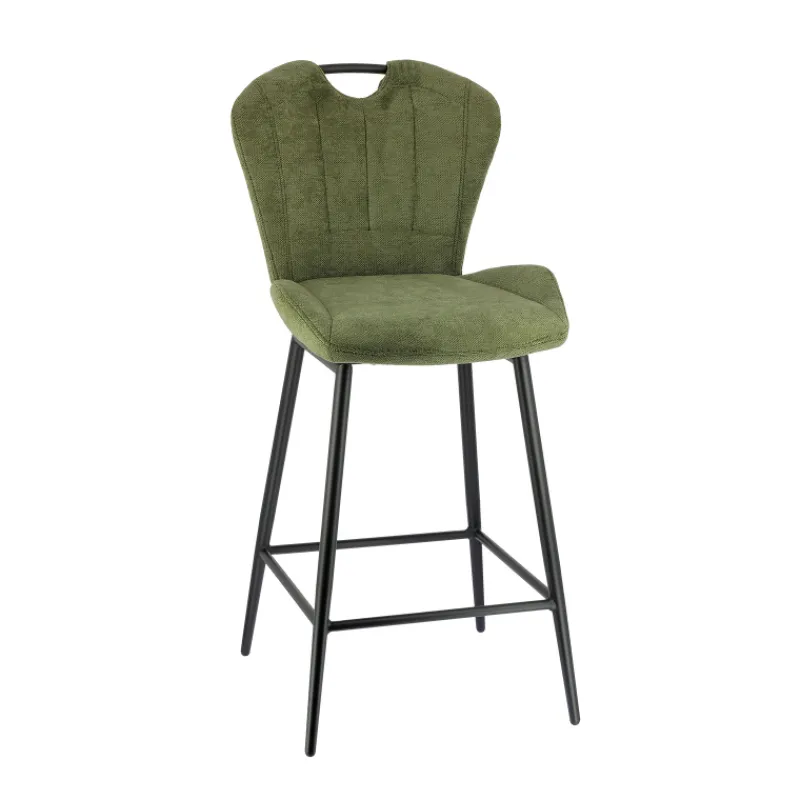 SachaTabouret snack en tissu pivotant avec poignée et pieds en métal* Tabouret Snack (assise +/- 65 Cm)|Tabouret De Bar (assise +/- 80 Cm)