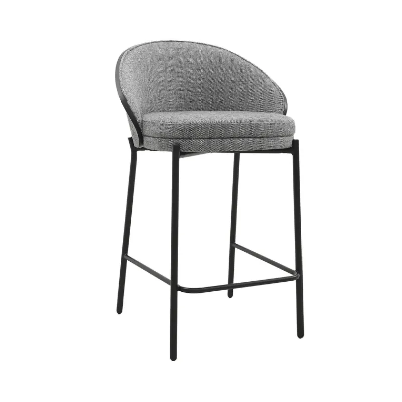 SandroTabouret snack bimatière en tissu avec dossier bois et pieds en métal* Tabouret Snack (assise +/- 65 Cm)|Tabouret De Bar (assise +/- 80 Cm)