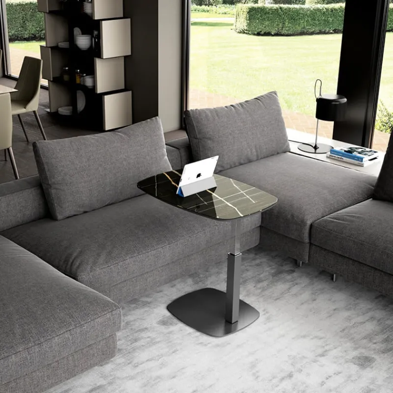 Ozzio Servus Table basse design italien en verre marbré réglable en hauteur* Table De Salon|Table Pour Petit Espace