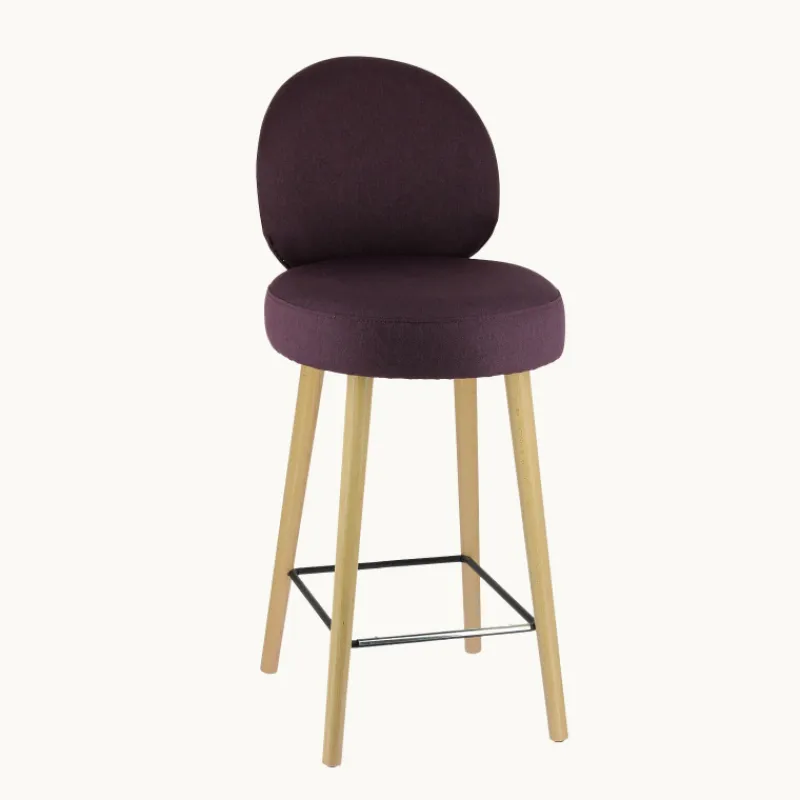 Sessio Severus Tabouret snack cosy en tissu avec pieds en bois* Tabouret Snack (assise +/- 65 Cm)|Tabouret De Bar (assise +/- 80 Cm)