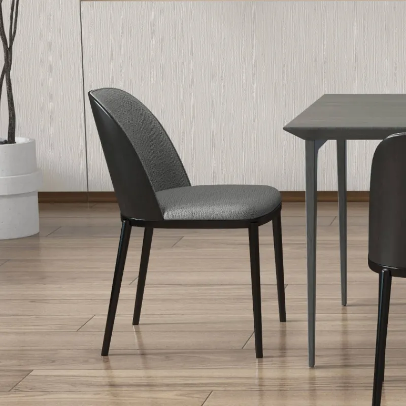 SimoneChaise bimatière en tissu dossier bois avec pieds en métal* Chaise De Salle à Manger