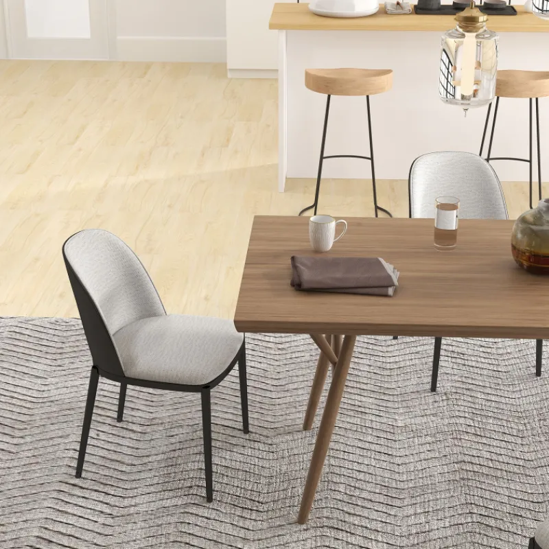 SimoneChaise bimatière en tissu dossier bois avec pieds en métal* Chaise De Salle à Manger