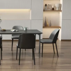 SimoneChaise bimatière en tissu dossier bois avec pieds en métal* Chaise De Salle à Manger