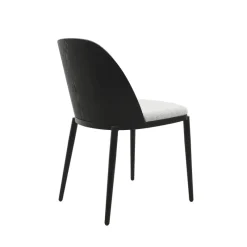 SimoneChaise bimatière en tissu dossier bois avec pieds en métal* Chaise De Salle à Manger