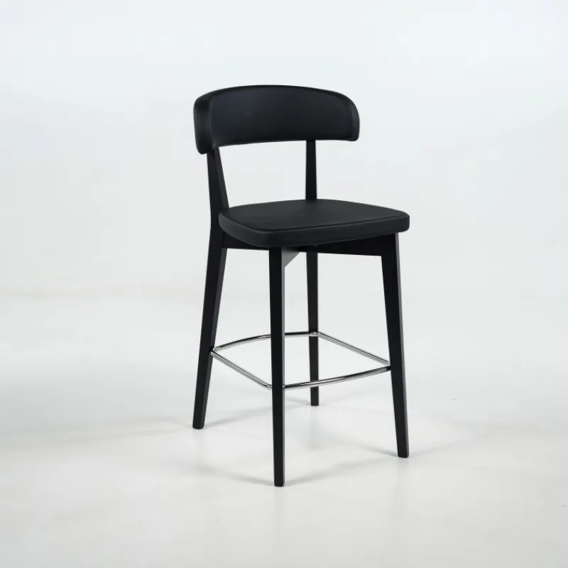 Siren Tabouret snack en bois massif avec assise et dossier rembourrés* Tabouret Snack (assise +/- 65 Cm)|Tabouret De Bar (assise +/- 80 Cm)
