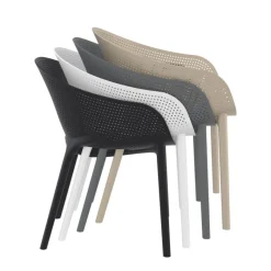 Sky Pro Fauteuil moderne empilable avec coque microperforée en polypropylène* Chaise De Cuisine|Chaise De Salle à Manger