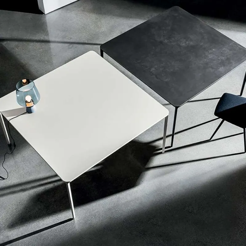 Sovet Italia Slim Sovet® Table carrée design italienne en céramique et métal* Table De Salle à Manger
