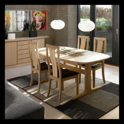 Skovby SM74 Table en bois massif scandinave elliptique avec allonges et piétement latéral* Table De Salle à Manger