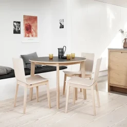 Skovby SM120 Table ronde extensible en bois avec plateau stratifié noir fabrication danoise* Table De Salle à Manger