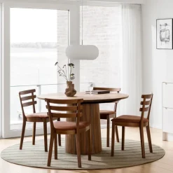 Skovby SM33 Table ronde extensible en bois avec pied central* Table De Salle à Manger