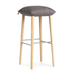 Mobitec Soda ® Tabouret de bar rembourré sans dossier en tissu et pieds bois* Tabouret De Bar (assise +/- 80 Cm)