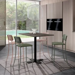 Perfecta Spinner Petite table snack carrée en stratifié avec pied central en métal* Table De Cuisine|Table Pour Petit Espace
