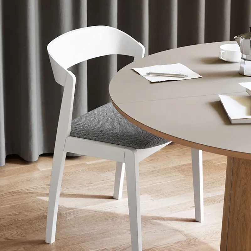 Skovby Table ronde extensible en Fenix et pied central en bois SM33* Table De Salle à Manger